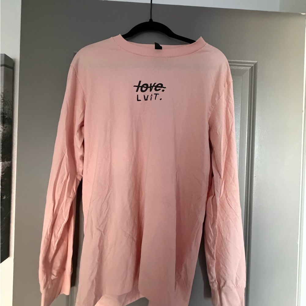 JC Caylen Signed Merch Pink Long Sleeve Shirt with Love Graphic
